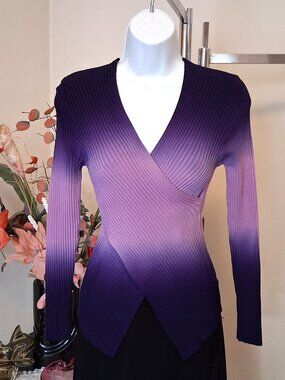 2 for $45 High Quality Knit Cardigan V Neck Sweater - Soft Knitwear - Purple 6